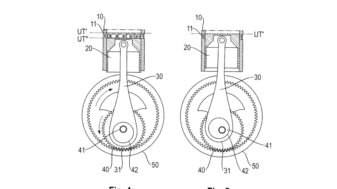 The Porsche patent shows a 'six-stroke' engine design